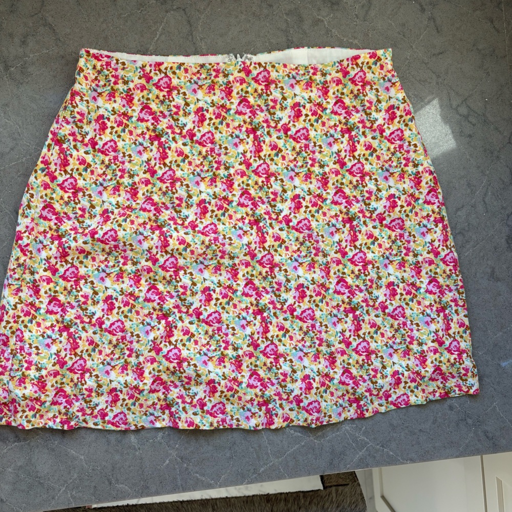Garage Floral Mini Skirt XS Pink Yellow Cottagecore A-Line